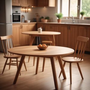 Круглые обеденные столы из массива дерева для кухни: характеристики, выбор и уход